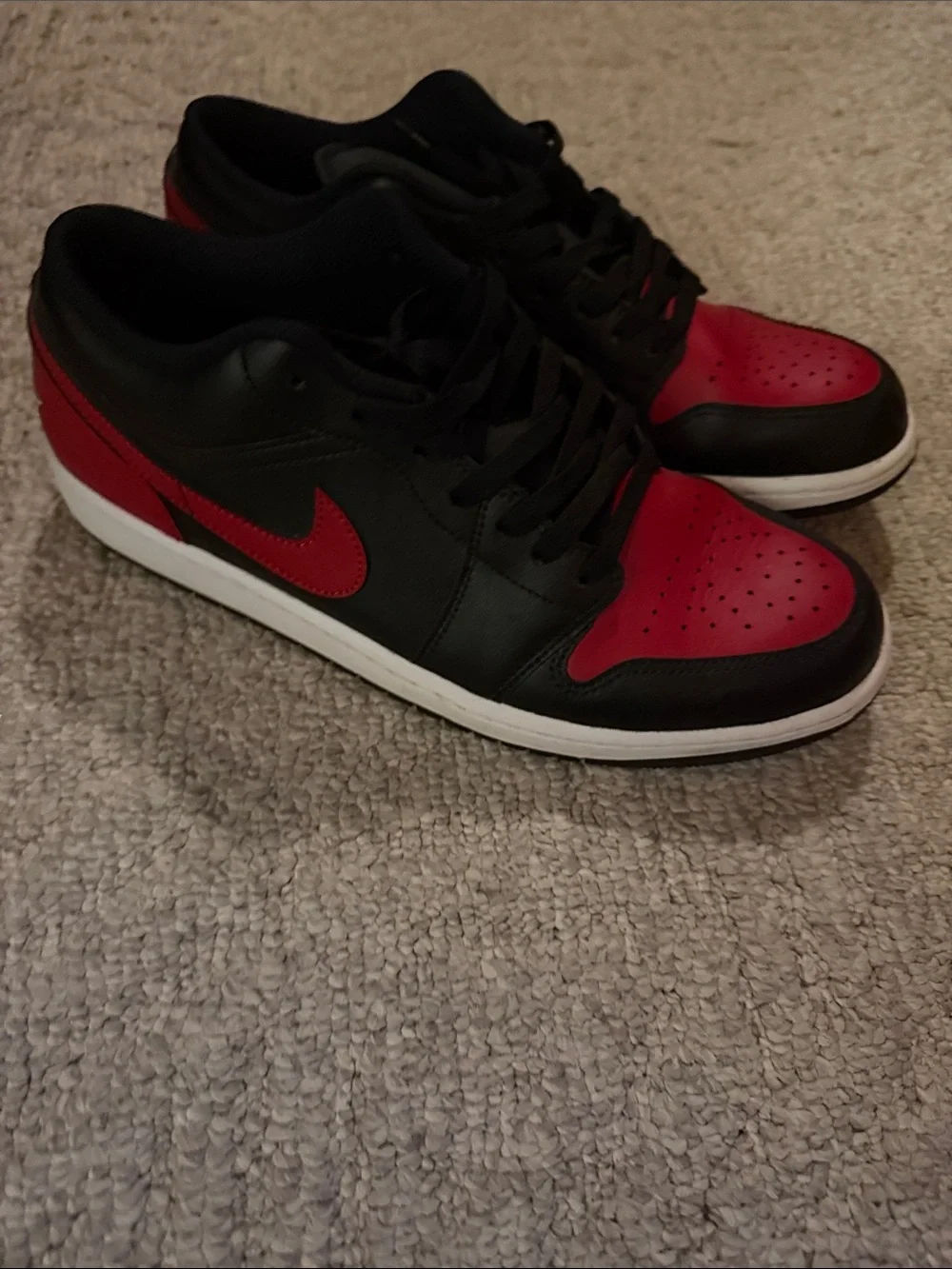 Nike Air-Jordan Men’s Low-Top Sneakers — Black/Red 11.5